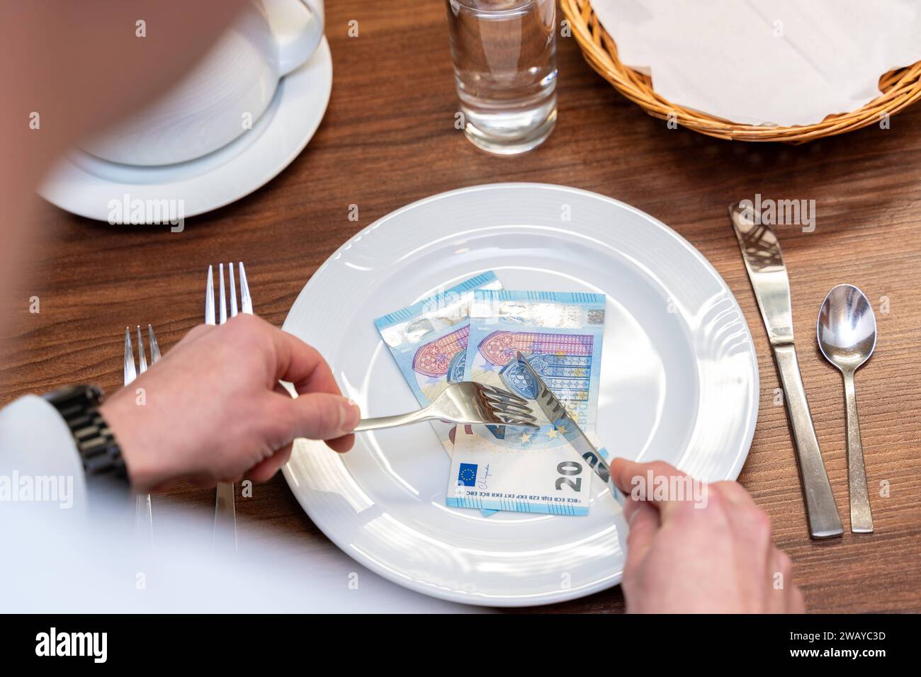 Bavaria, Germany January 6, 2024 Cost of food and gastronomy concept