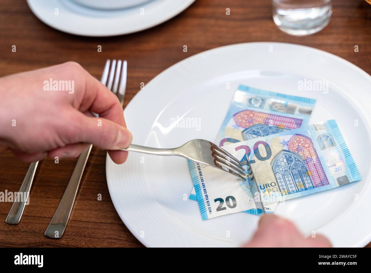 Bavaria, Germany January 6, 2024 Cost of food and gastronomy concept
