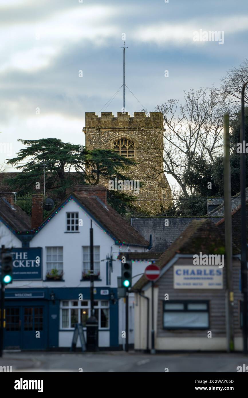 St Marys Church viewed from Park Lane, Thatcham Stock Photo