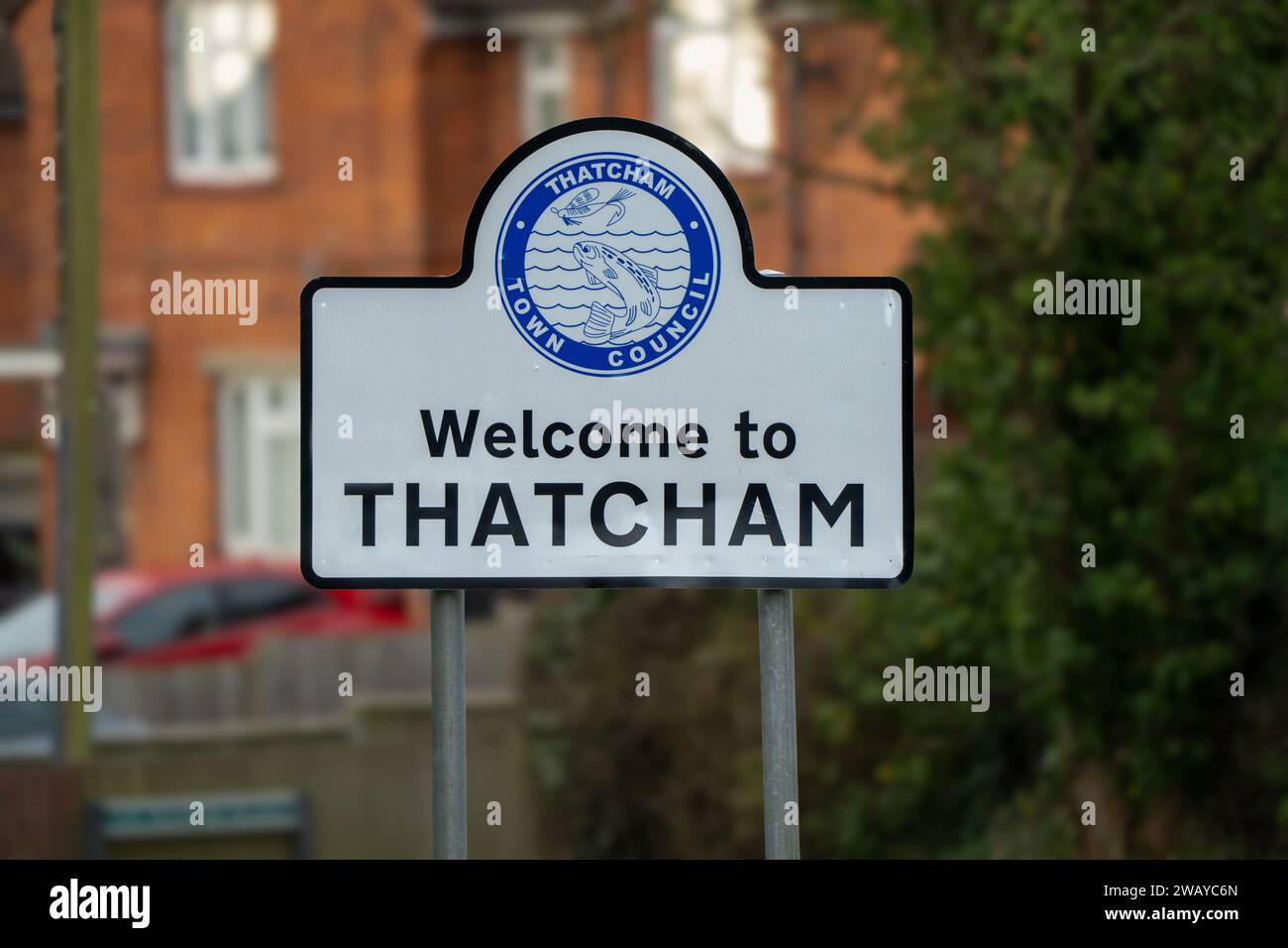 Welcome to Thatcham Sign Stock Photo