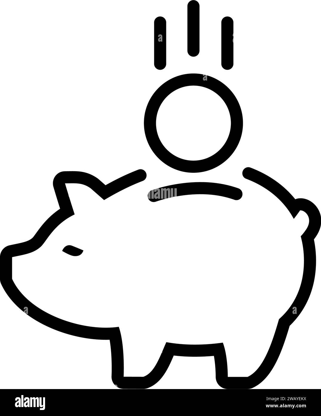 piggy bank icon with coin symbol, made in line style Stock Vector Image ...
