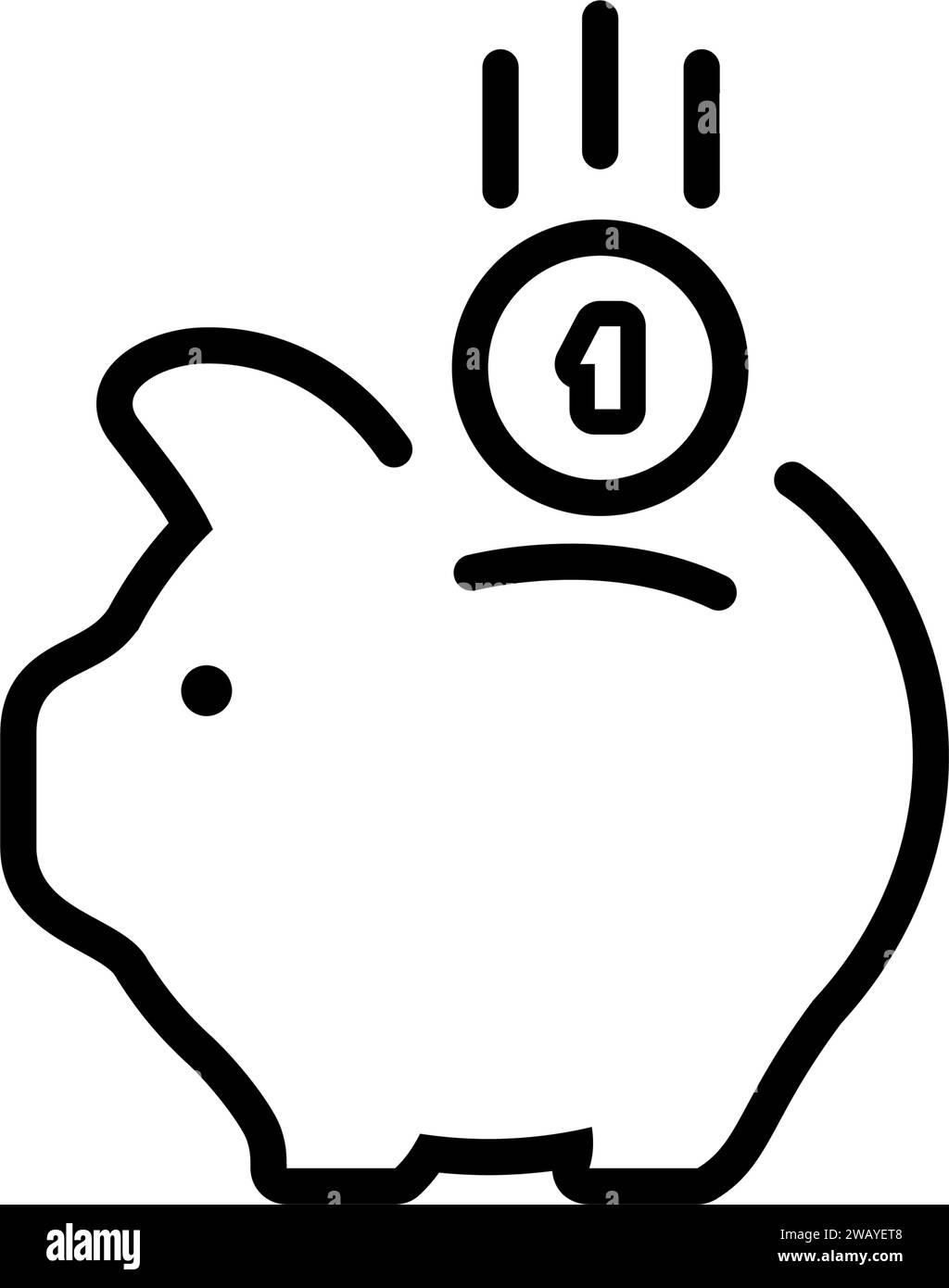 piggy bank icon with coin symbol, made in line style. Stock Vector