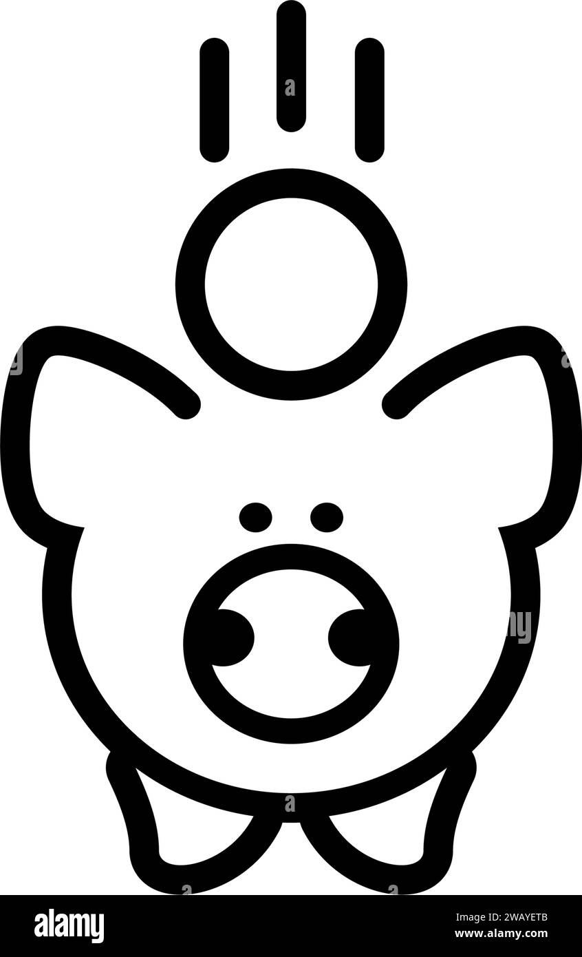 piggy bank icon with coin symbol, made in line style Stock Vector Image ...