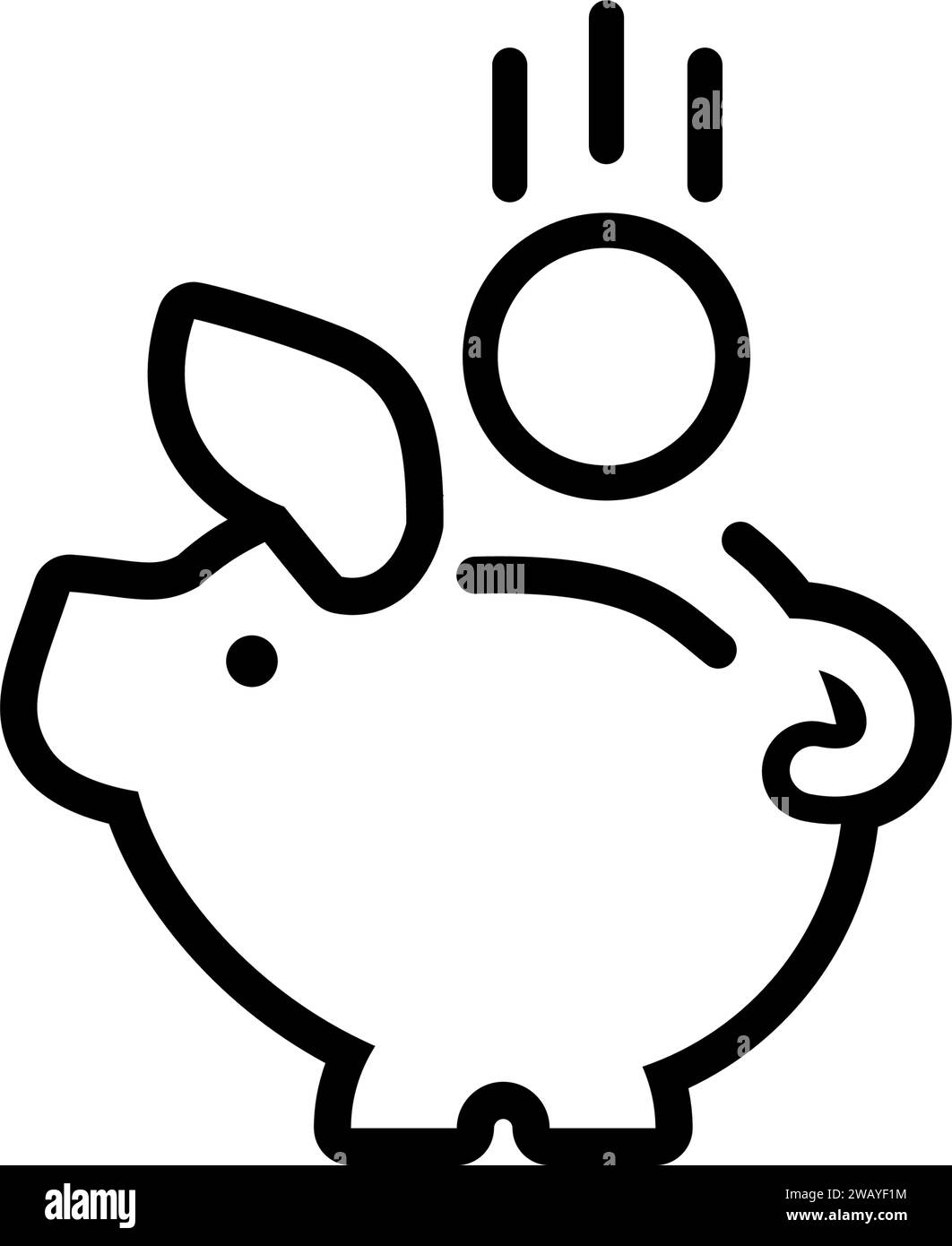 piggy bank icon with coin symbol, made in line style Stock Vector Image ...