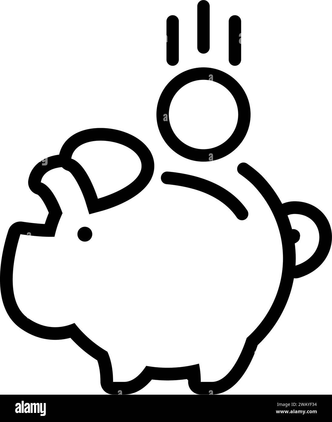 piggy bank icon with coin symbol, made in line style Stock Vector Image ...
