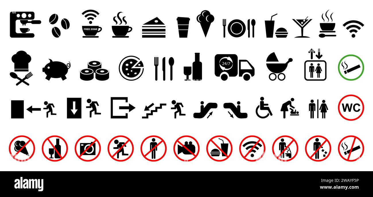 Set of public icons. Vector illustration Stock Vector