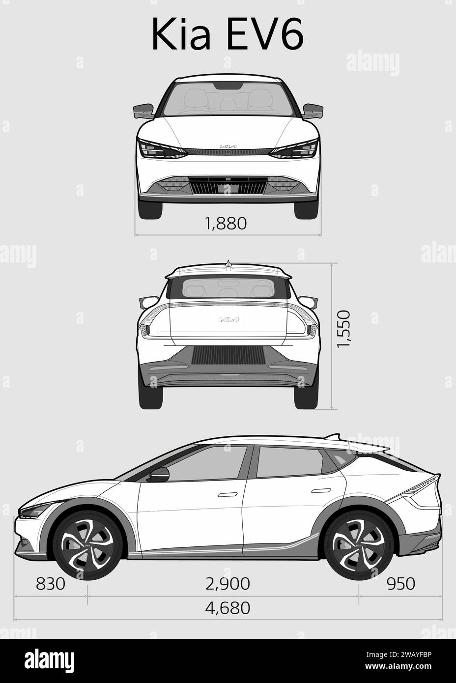 Kia EV6 Car Blueprint Stock Vector Image & Art - Alamy