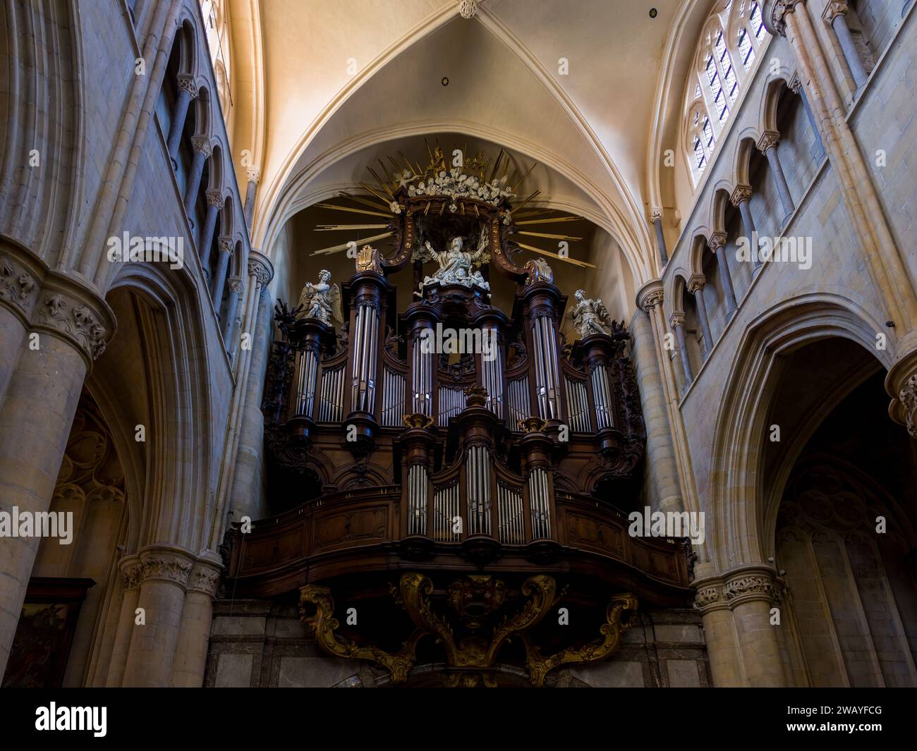 View on the interior church of My Lady Cathedral in Tongeren in Belgium Stock Photo