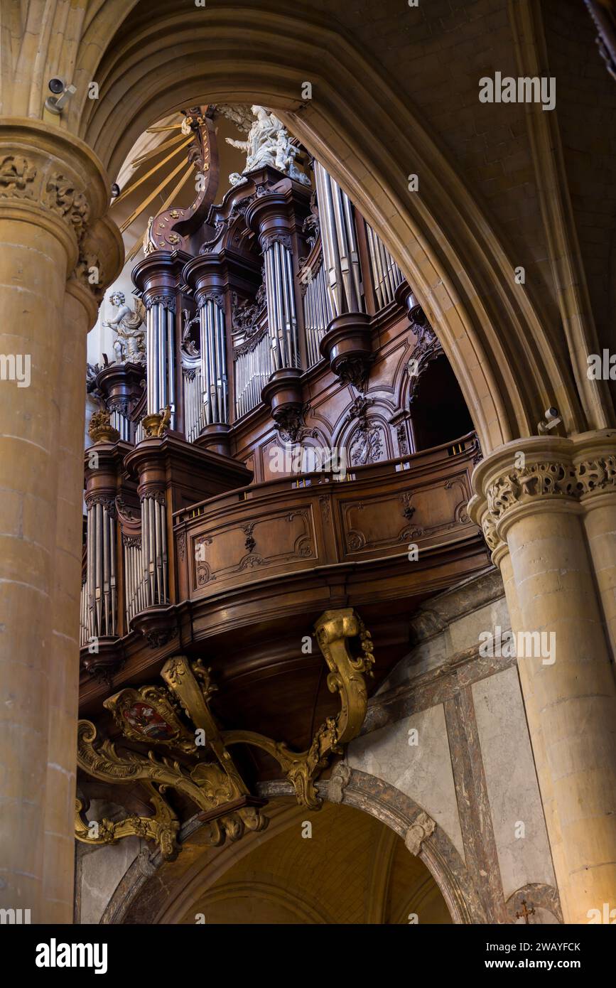 View on the interior church of My Lady Cathedral in Tongeren in Belgium Stock Photo