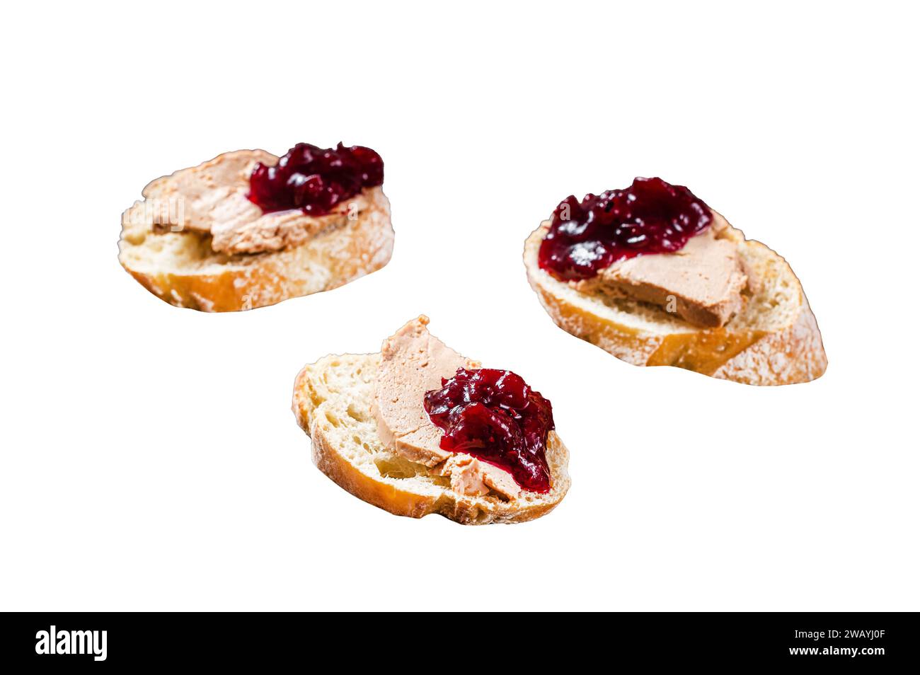 French cuisine Foie gras toasts, goose liver pate and lingonberry