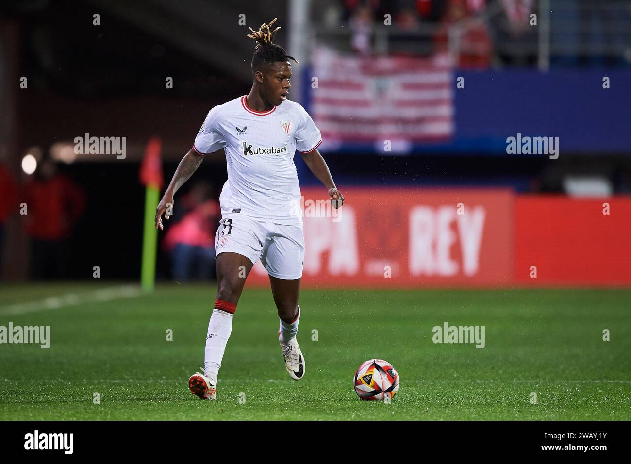 San Sebastian, Spain. 07th Jan, 2024. Nico Williams of Athletic Club in action during the Copa El Rey Round of 32 match between SD Eibar and Athletic Club at Ipurua Stadium on January 07, 2024 in Eibar, Spain. Credit: Cesar Ortiz Gonzalez/Alamy Live News Stock Photo