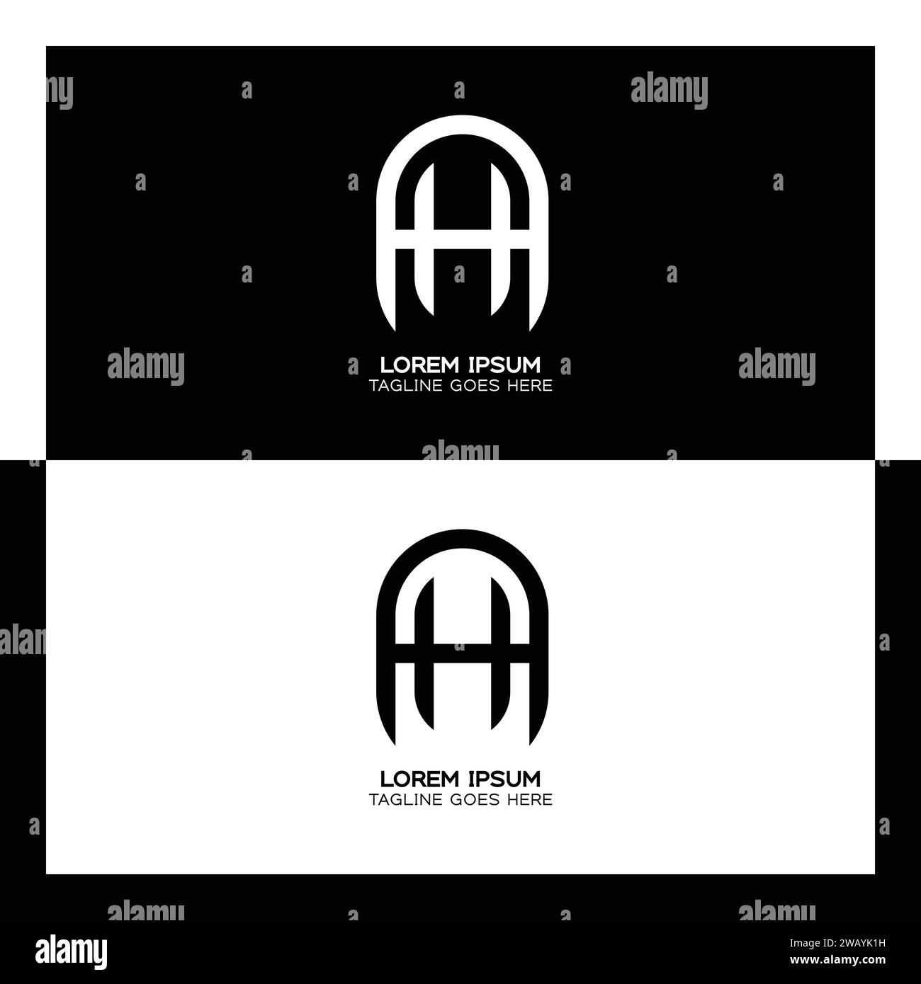 AH initial letters linked elegant logo. letter A and H pattern design monogram Stock Vector