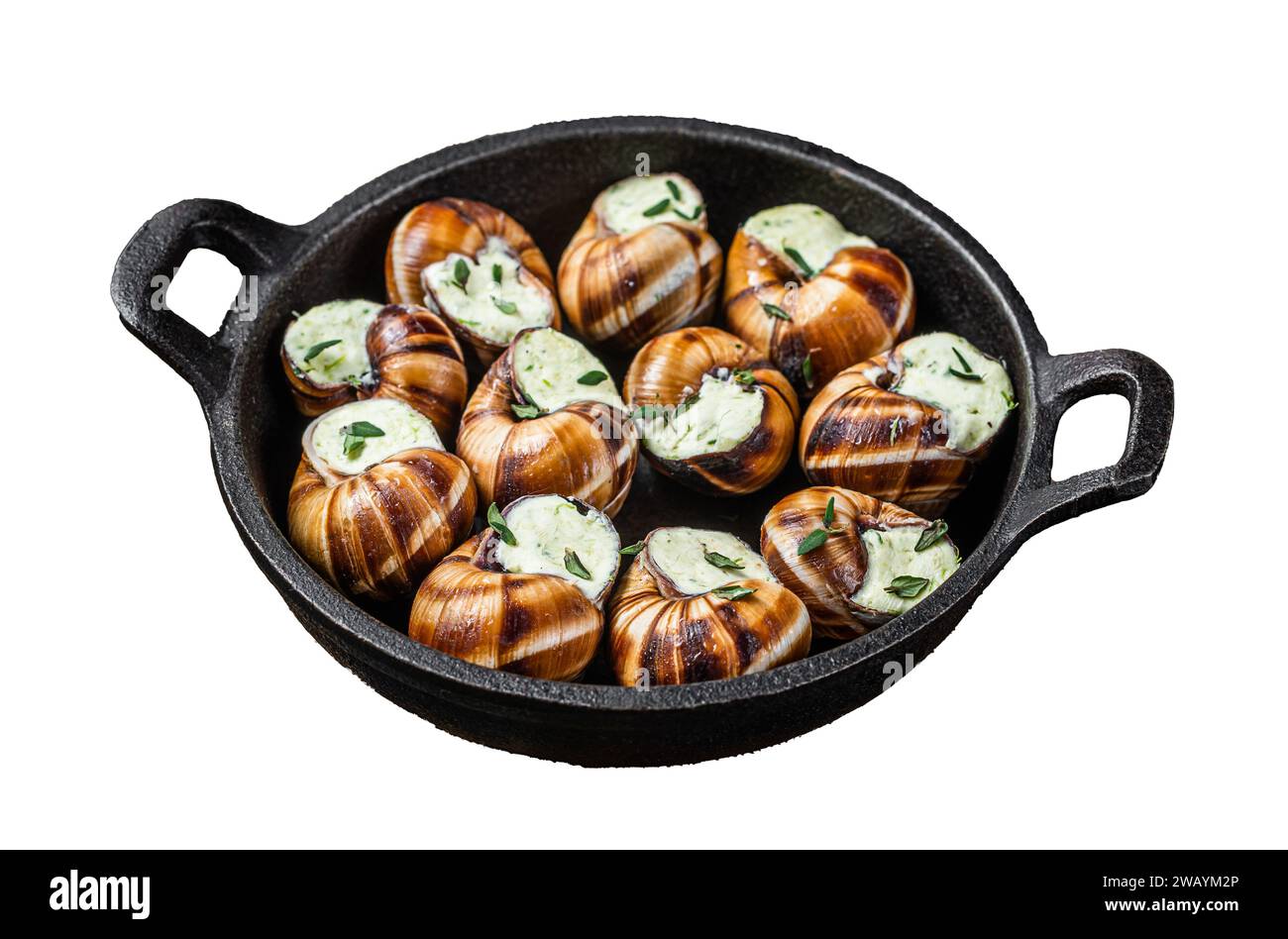 Delicatessen food Bourgogne Escargot Snails with garlic butter in a