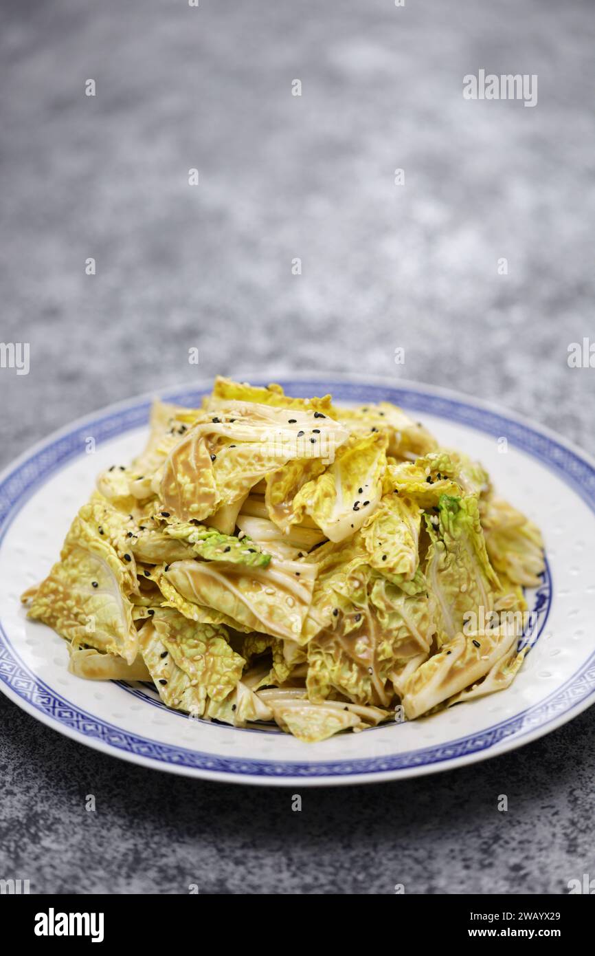 Chinese cabbage salad with sesame dressing (Qian Long Bai Cai ), Beijing food Stock Photo