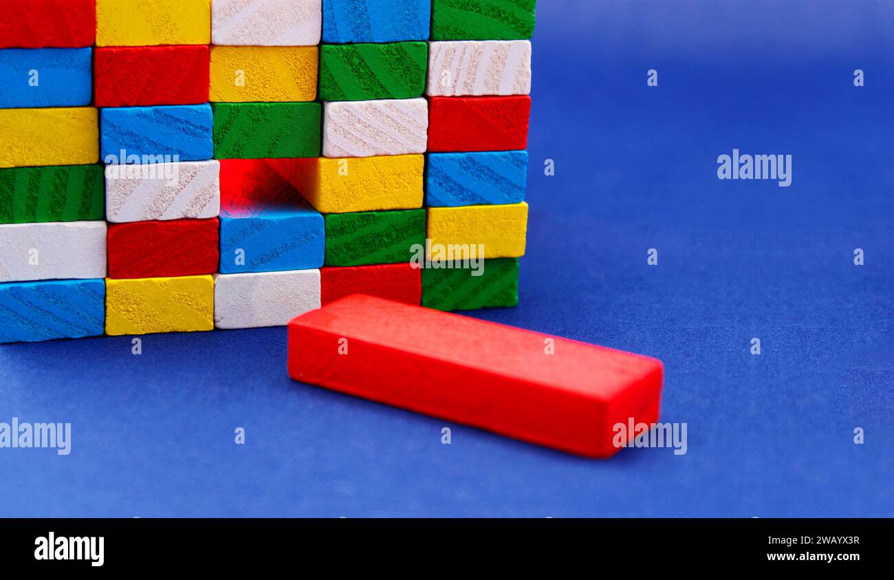 Wooden slat out of place in group Stock Photo Alamy