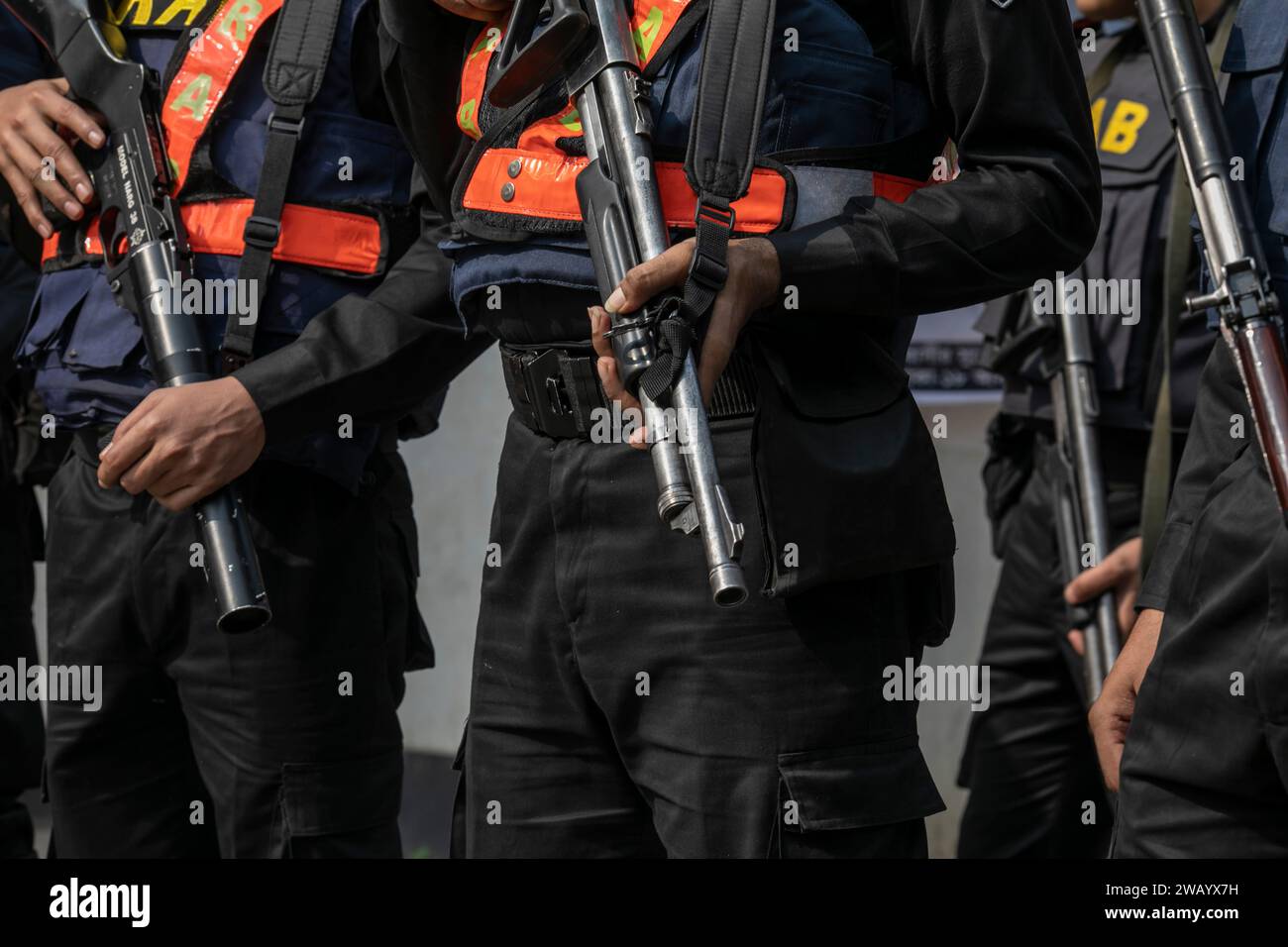 Dhaka, Bangladesh. 07th Jan, 2024. Rapid Action Battalion or RAB stand