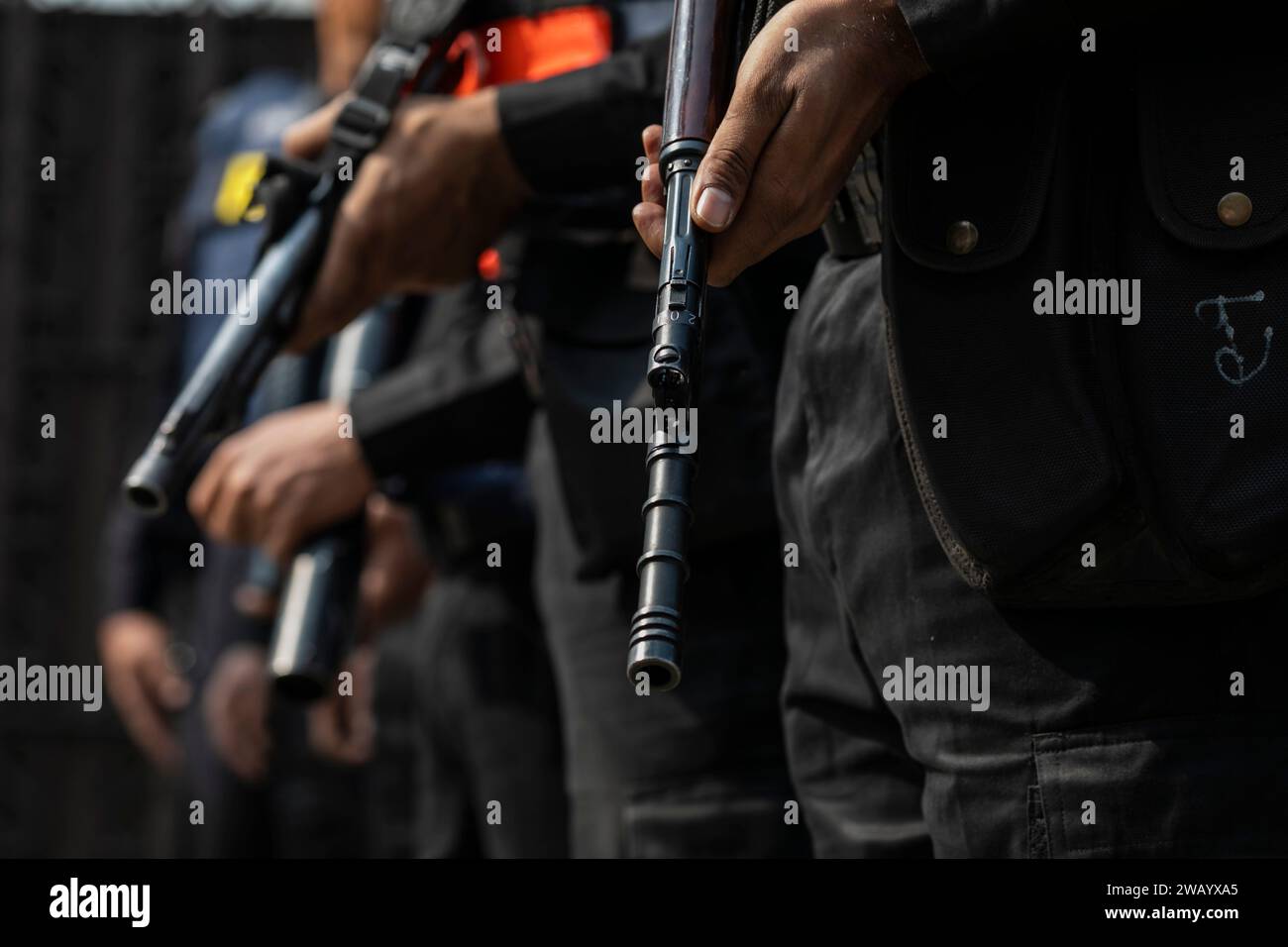 Dhaka, Bangladesh. 07th Jan, 2024. Rapid Action Battalion or RAB stand