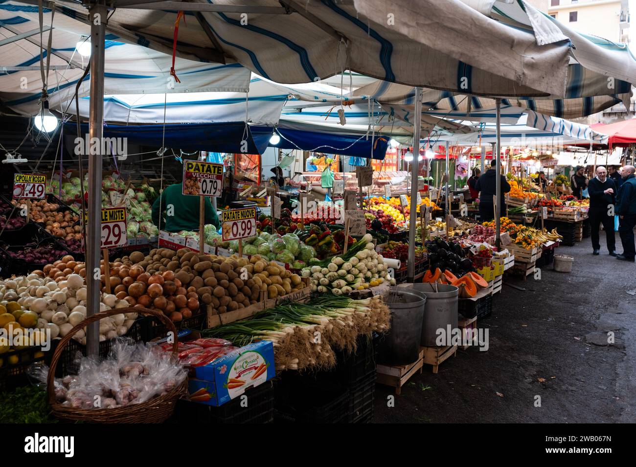 Palermo, Sicily, Italy, December 14, 2023 Local farmers market with