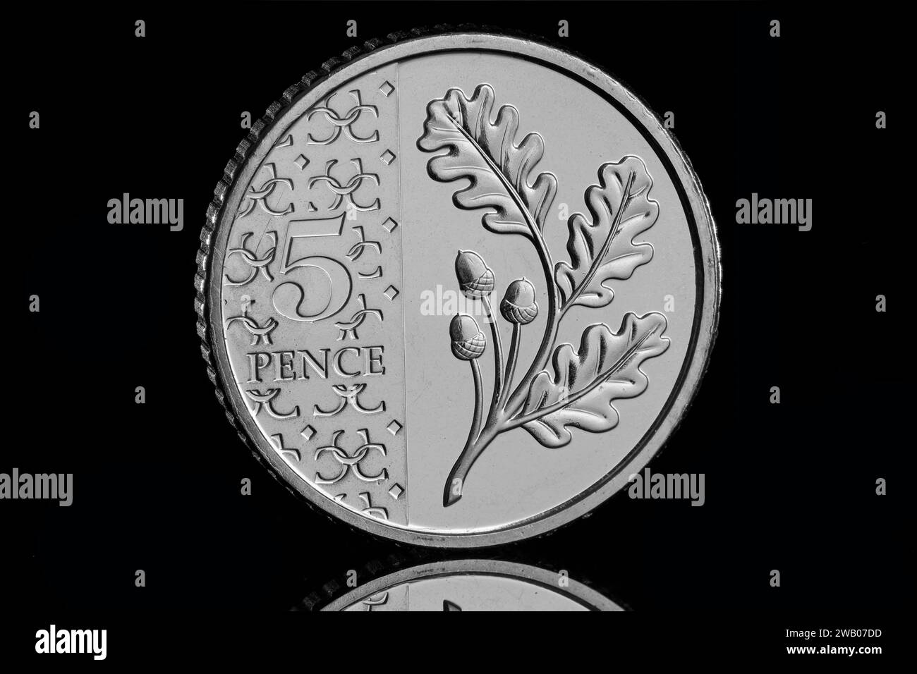Oak Leaves & Acorns 5 pence coin in the 2024 Definitive Annual Coin Set featuring the first coin