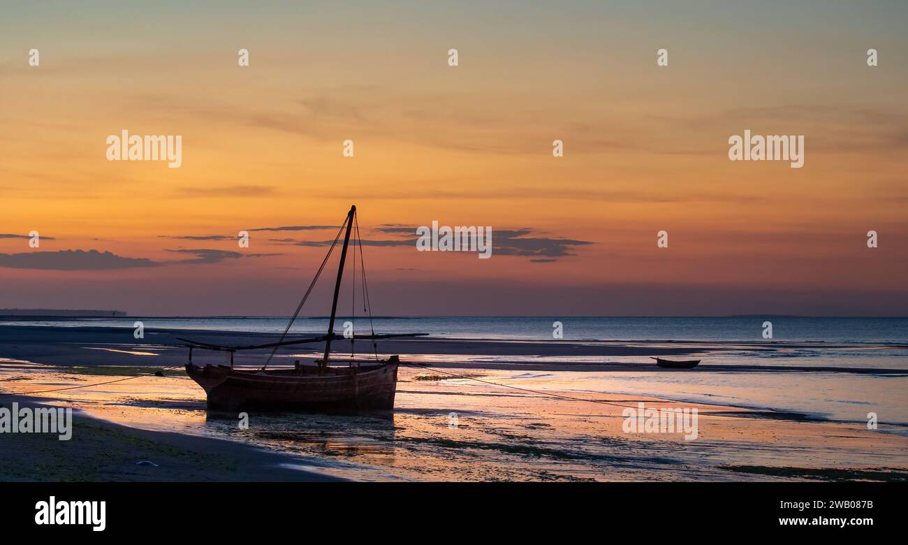 Sunsets on Butiama beach, Mafia Island Stock Photo