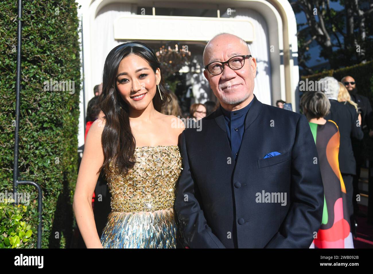 Karen Fukuhara and Joe Hisaishi at the 81st Golden Globe Awards held at