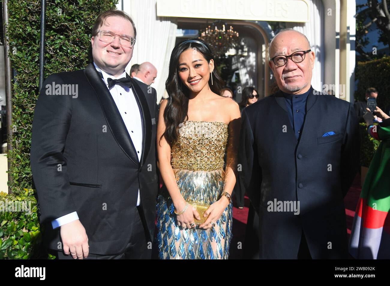 Karen Fukuhara and Joe Hisaishi at the 81st Golden Globe Awards held at