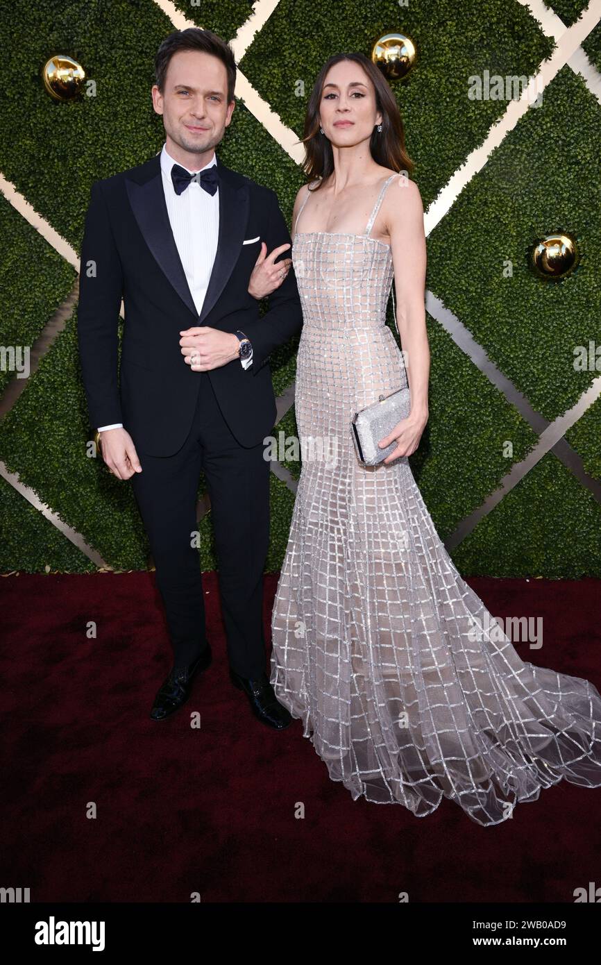 Patrick J. Adams and Troian Bellisario at the 81st Golden Globe Awards
