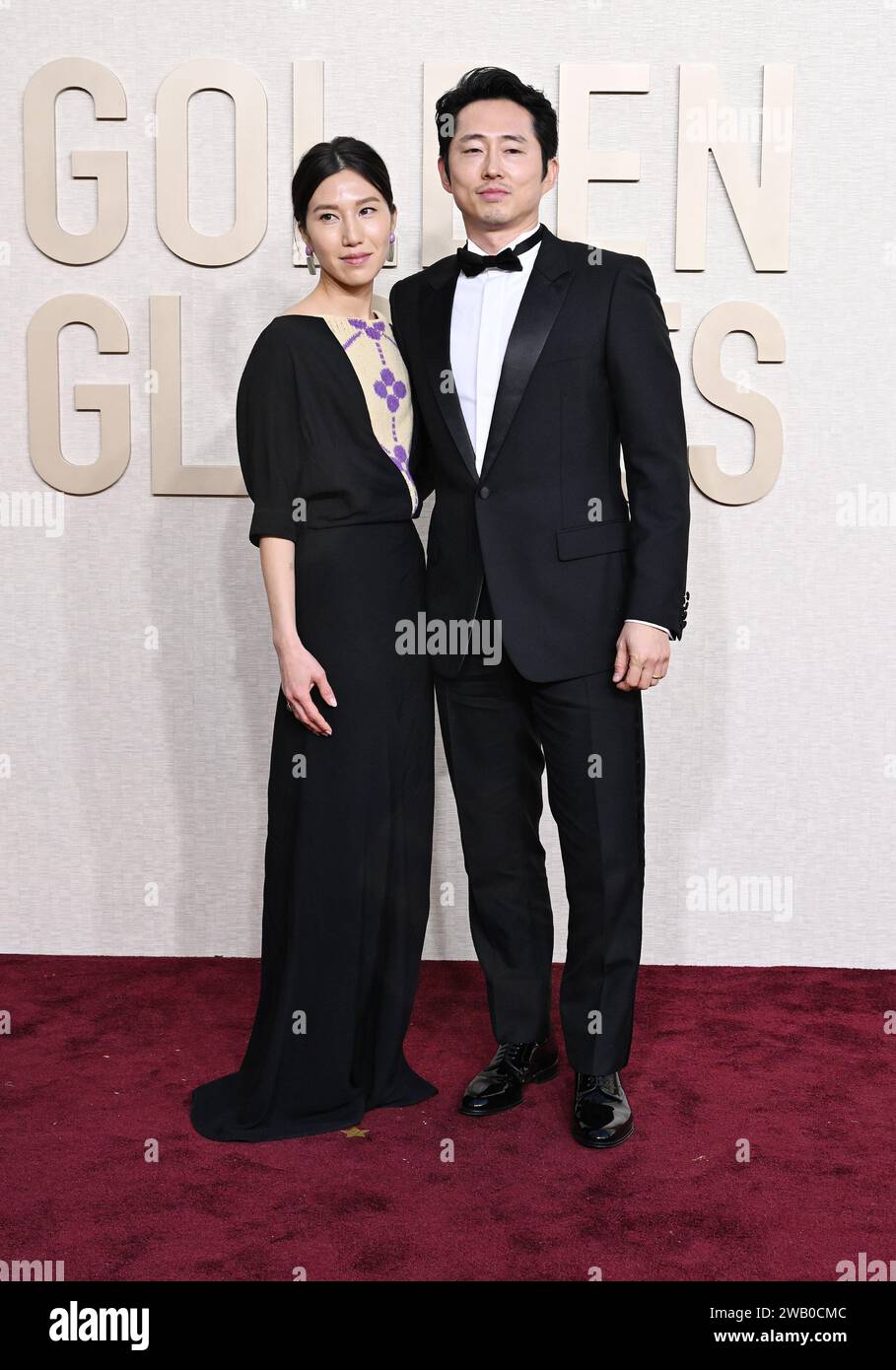 Beverly Hills, United States. 07th Jan, 2024. Joana Pak and Steven Yeun