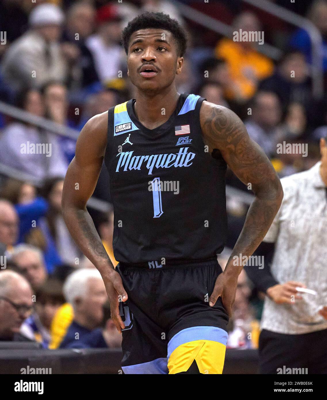 Marquette Golden Eagles guard Kam Jones (1) in the first half during a