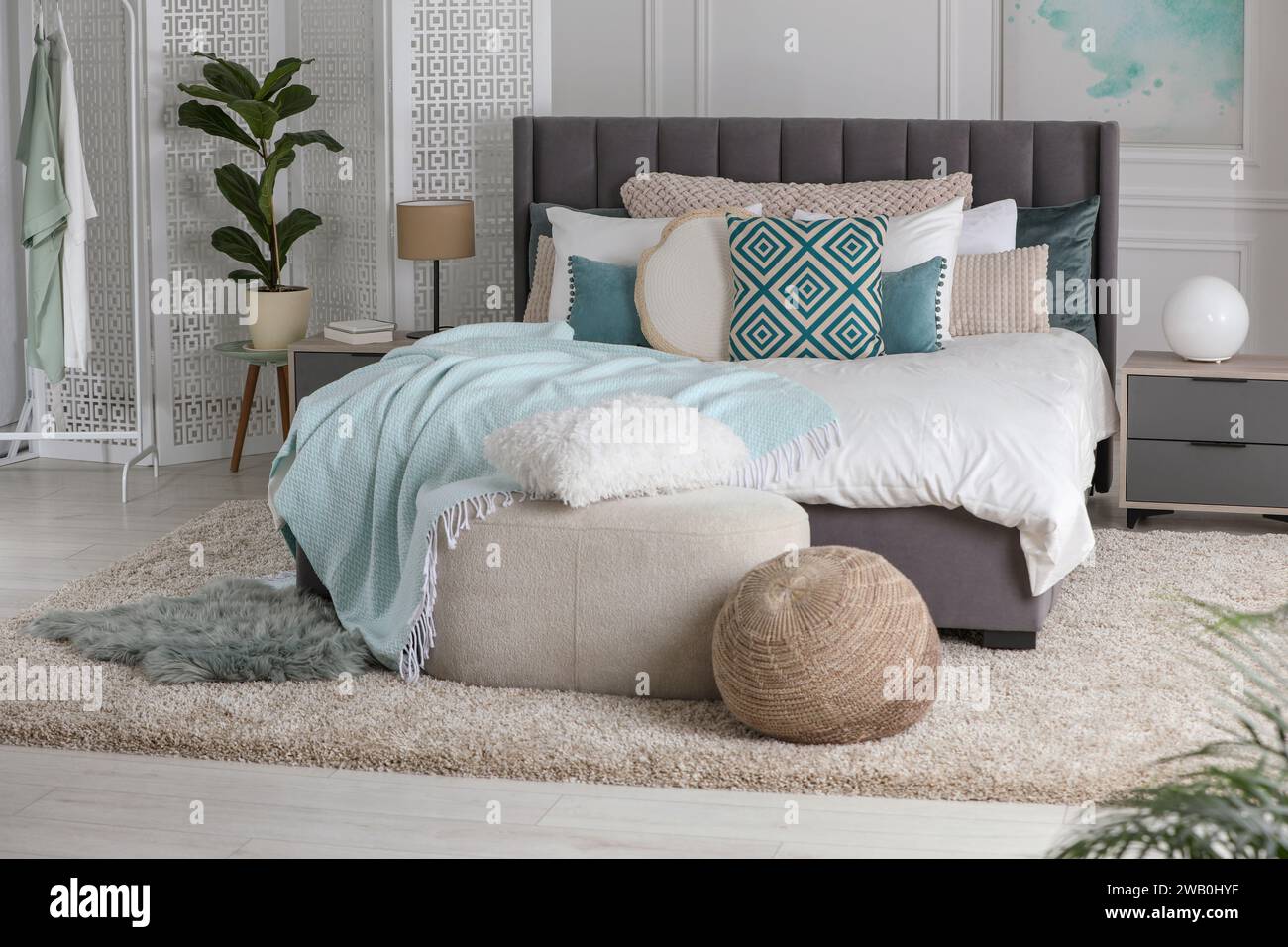 Interior light bedroom tables hi-res stock photography and images - Alamy