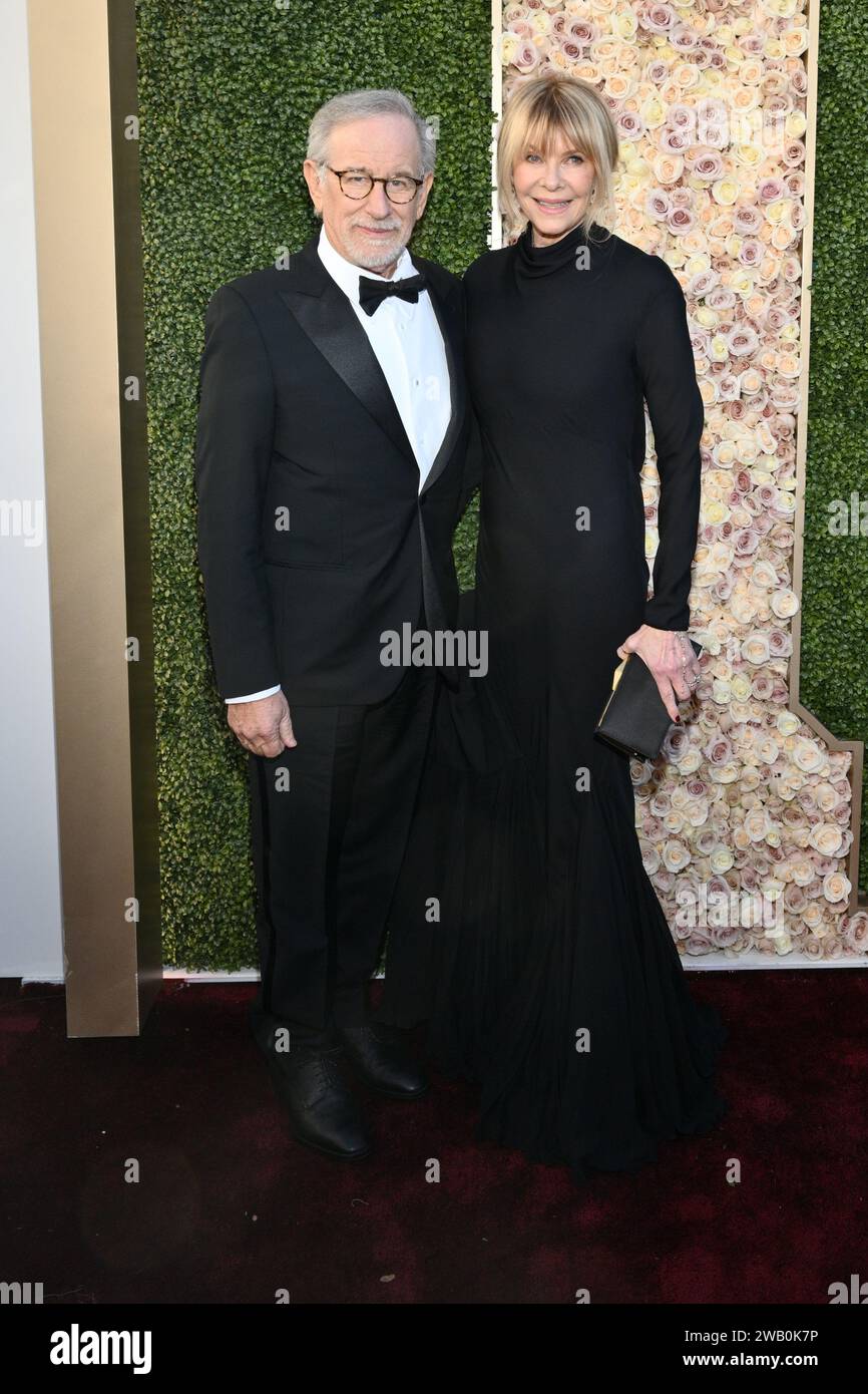 Beverly Hills, United States. 07th Jan, 2024. Steven Spielberg and Kate  Capshaw at the 81st Golden Globe Awards held at the Beverly Hilton Hotel on  January 7, 2024 in Beverly Hills, California., image size:866x1390