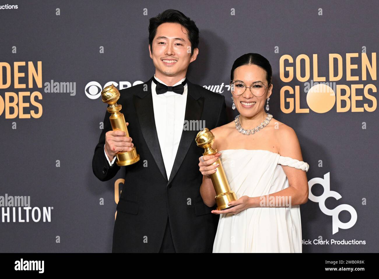 Beverly Hills, United States. 07th Jan, 2024. Steven Yeun and Ali Wong at the 81st Golden Globe
