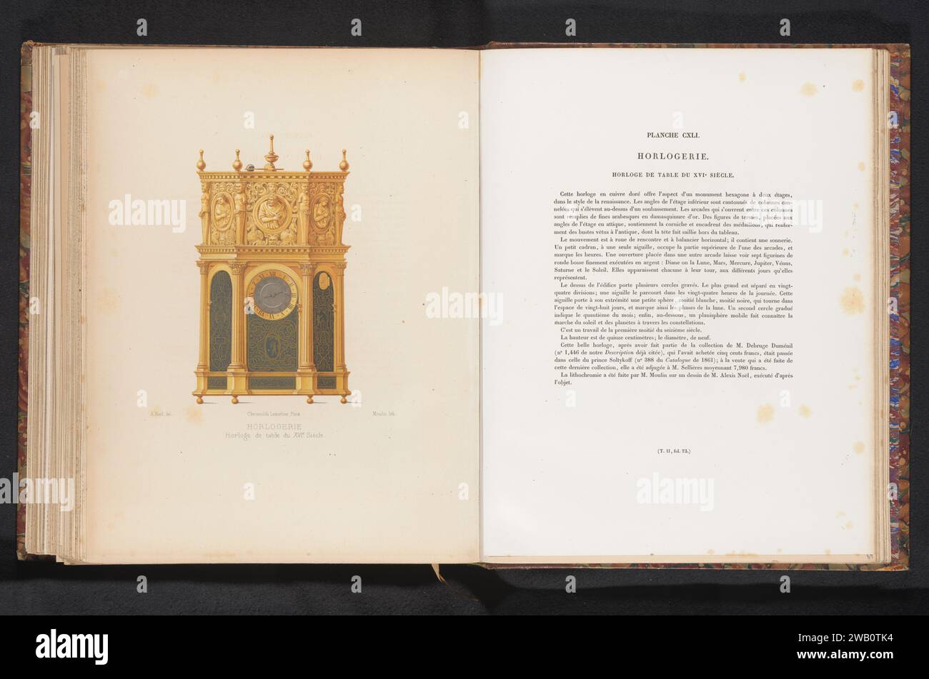 Reproduction of a design of a hexagonal clock, Moulin, After Alexis ...