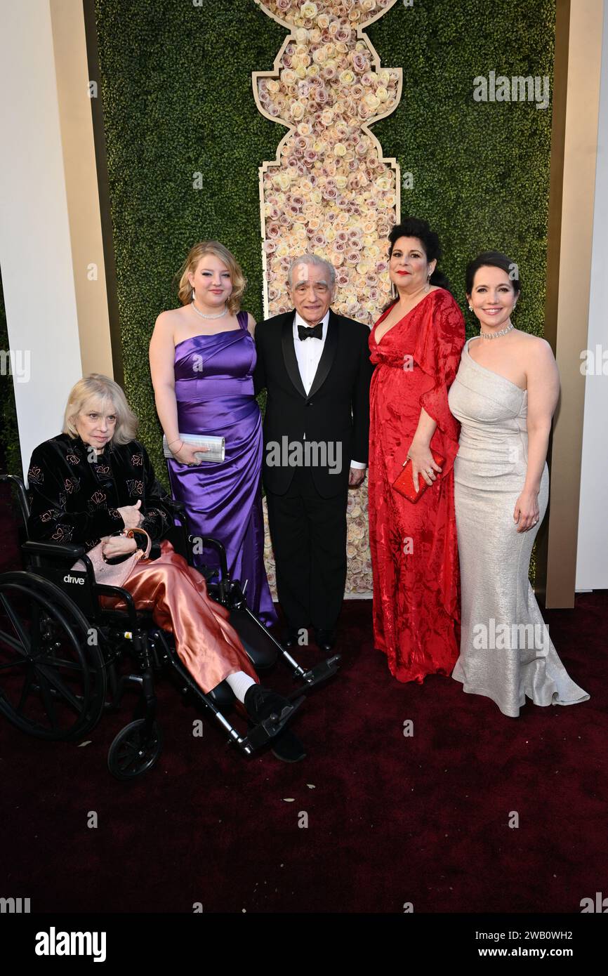 Beverly Hills, United States. 07th Jan, 2024. Martin Scorsese and Domenica Cameron-Scorsese at the 81st Golden Globe Awards held at the Beverly Hilton Hotel on January 7, 2024 in Beverly Hills, California. Credit: PMC/Alamy Live News Stock Photo
