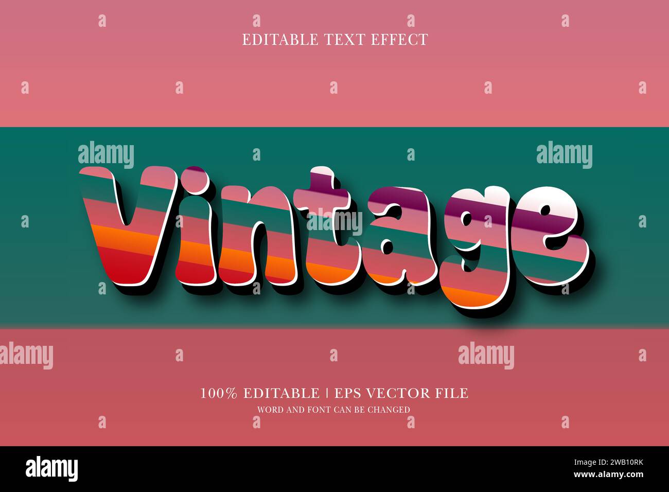 Vintage Editable text Effect with 3d vector design Stock Vector