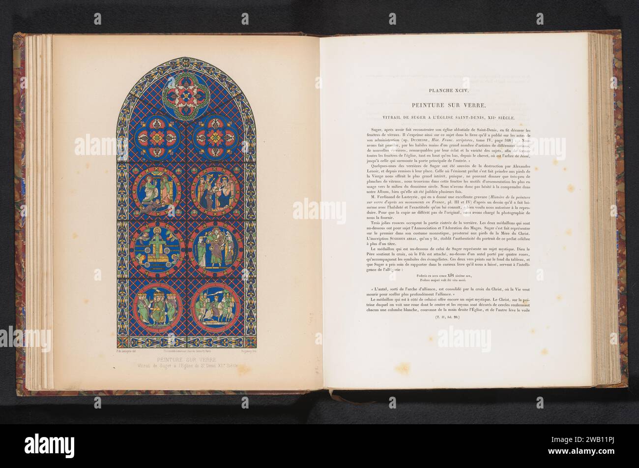 Reproduction of a design for a stained glass window with various