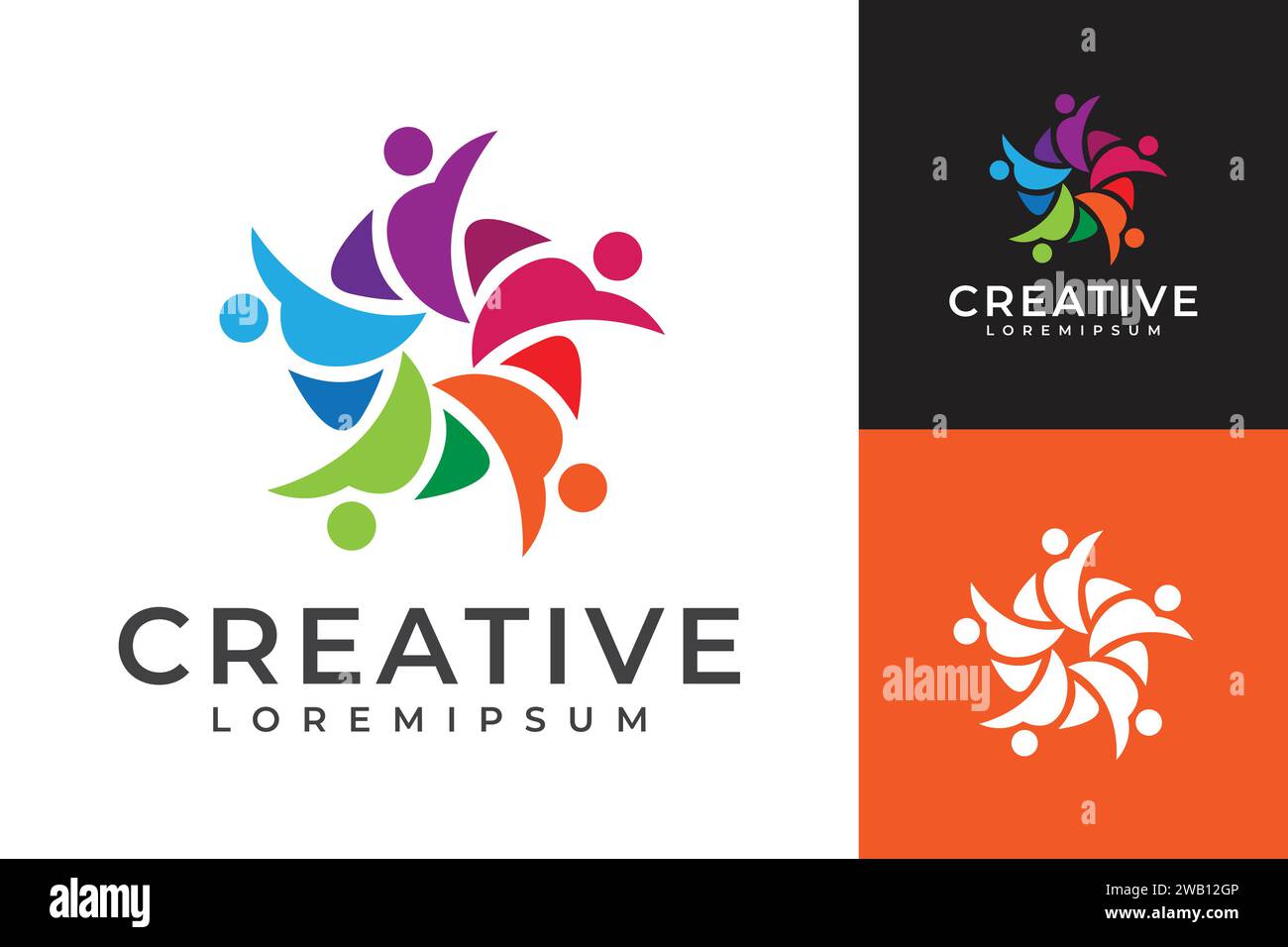 Creative people community circle logo, symbol of social group and teamwork Stock Vector