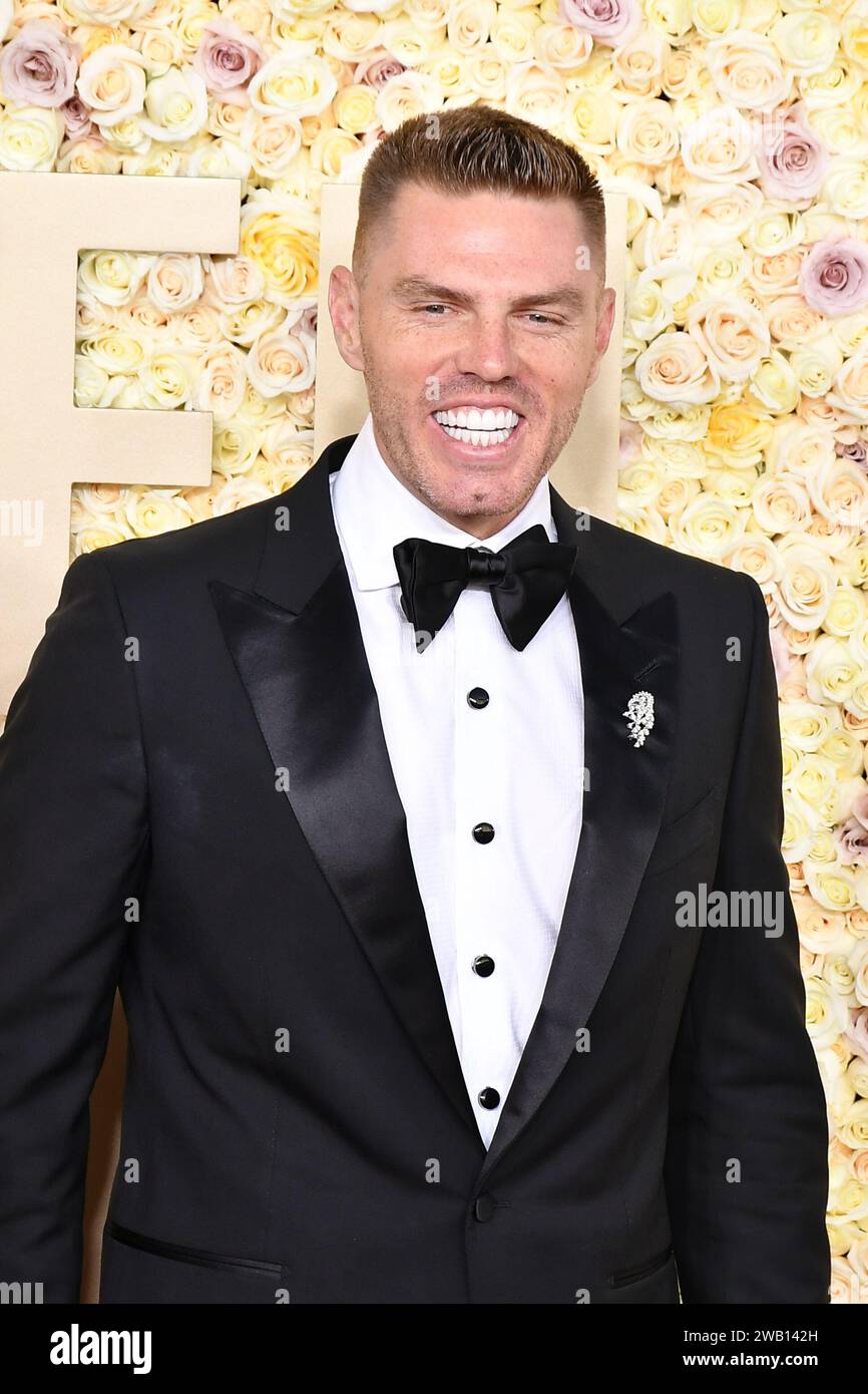 Freddie Freeman attends the 81st Annual Golden Globe Awards at The