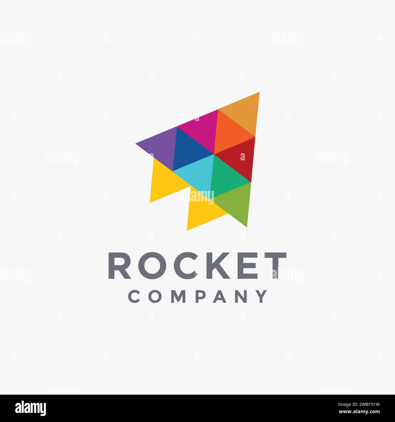 Abstract colorful triangle rocket logo icon vector template on white background Stock Vector