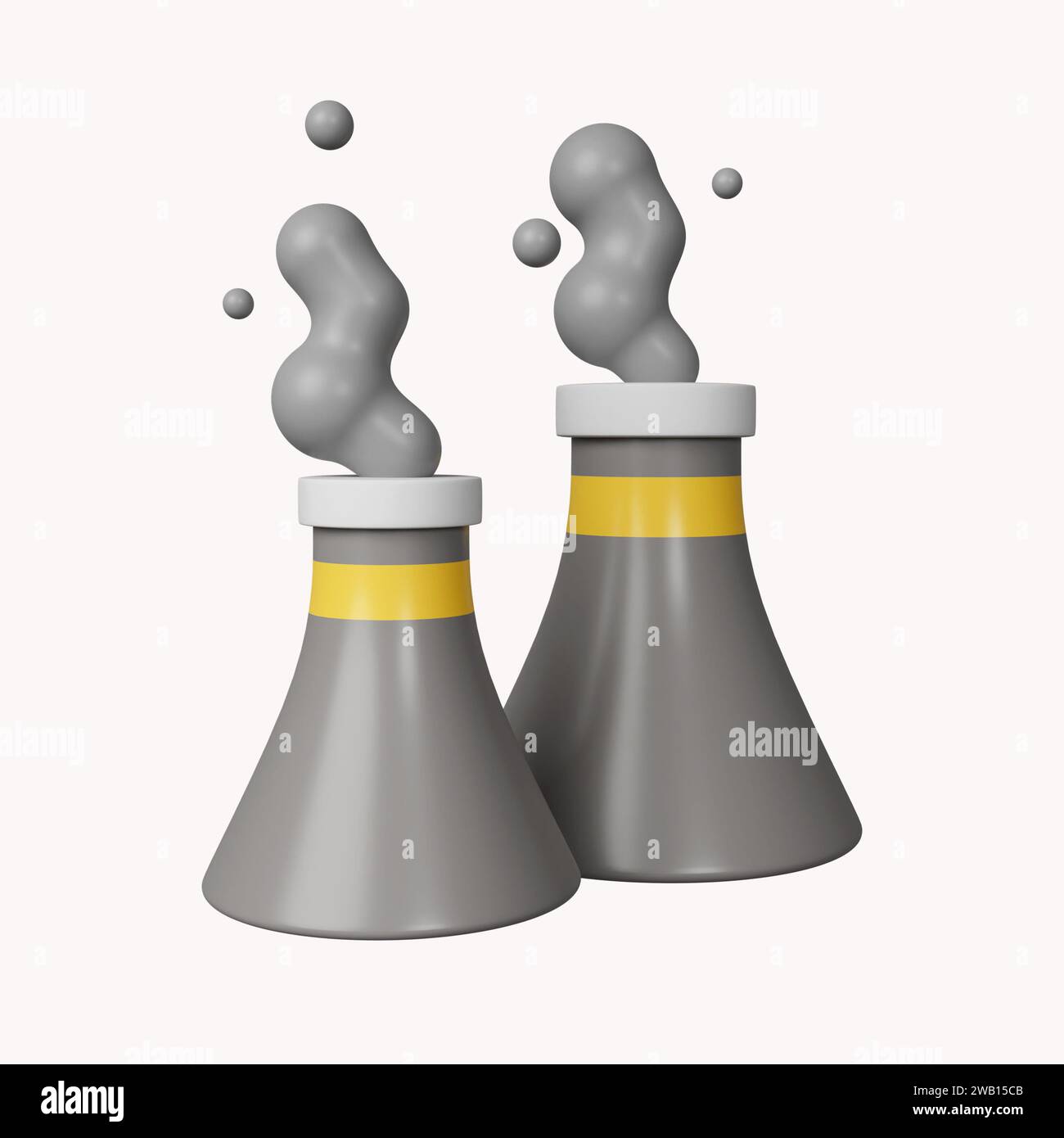 3d nuclear power plant. Nuclear plants pollute the air. icon isolated