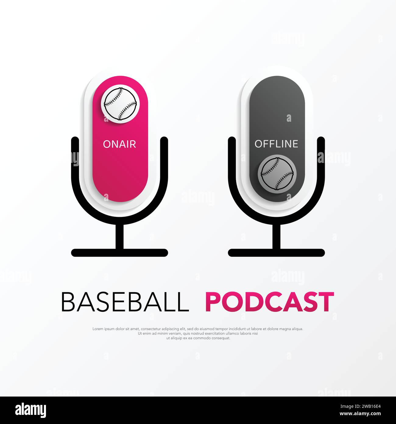 Microphone podcast baseball Stock Vector