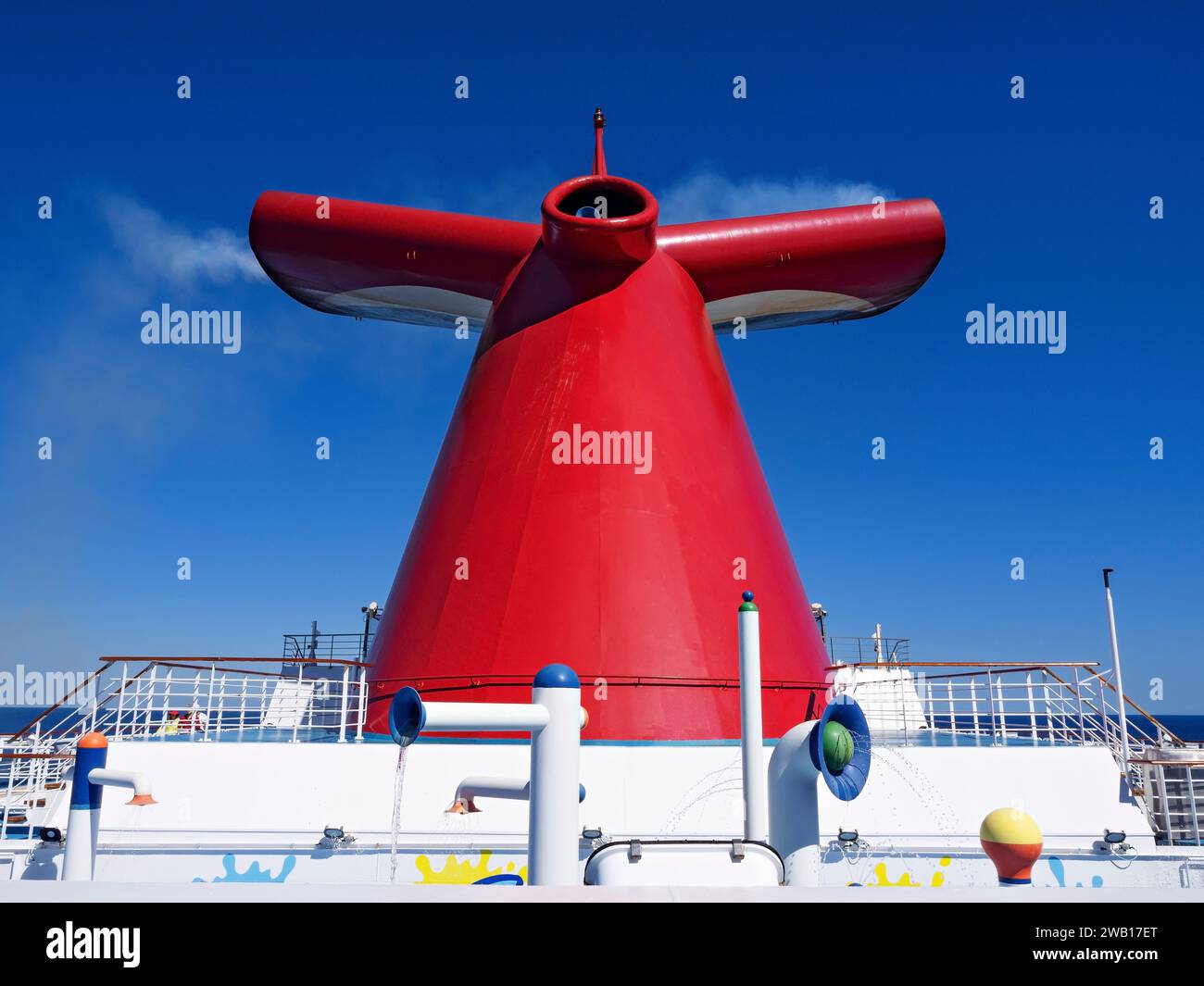 South Pacific Cruise / View of upper deck and funnel of the Carnival ...