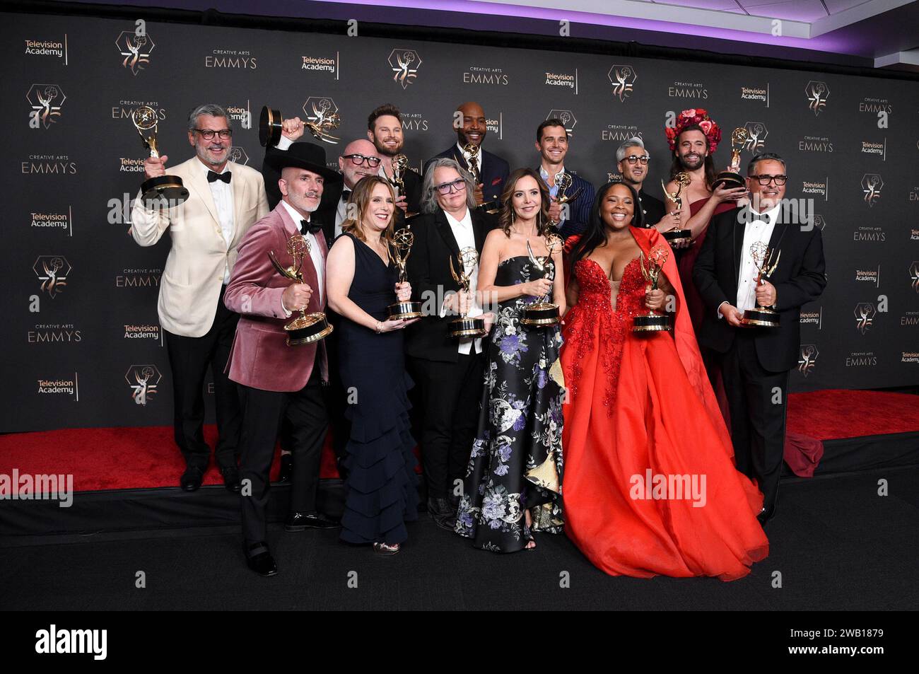 The team from Queer Eye pose in the press room with the award for ...