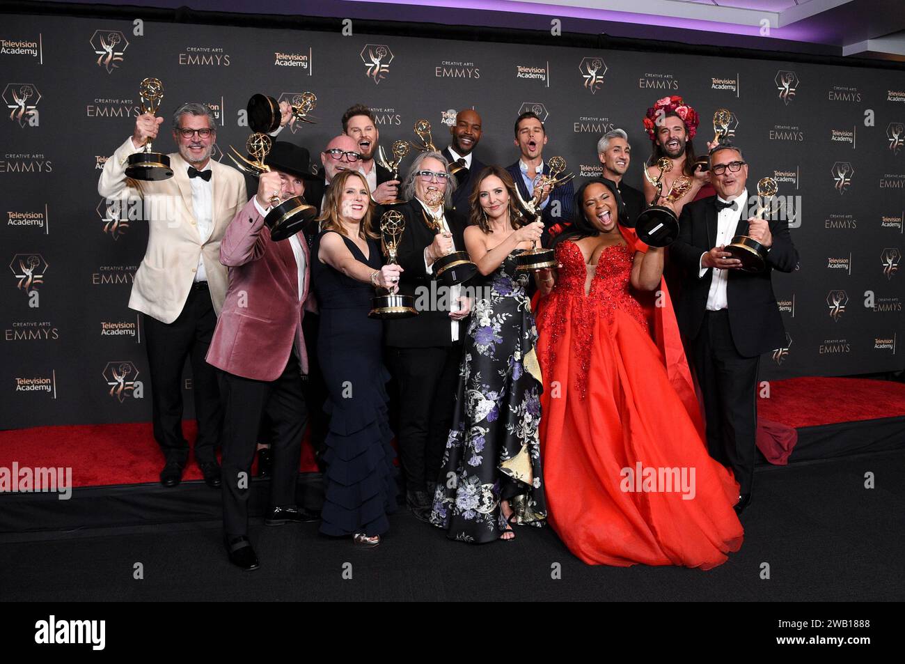 The team from Queer Eye pose in the press room with the award for ...