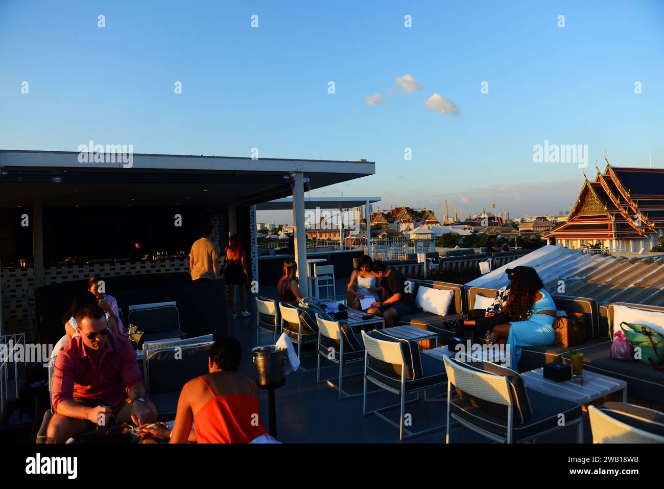 The vibrant rooftop bar at the Sala rattankosin boutique hotel in ...