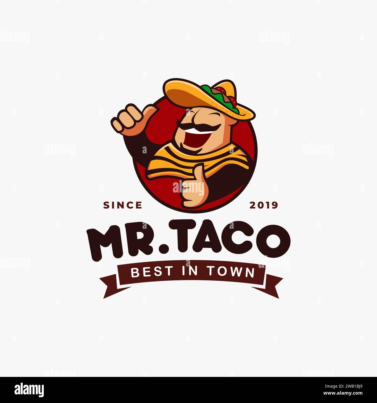 sombrero hat tacos mexican restaurant logo mascot hipster vintage retro
