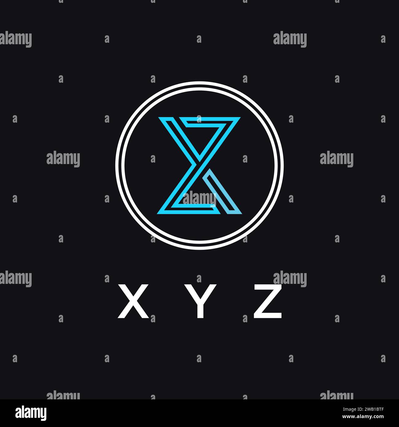 Abstract modern monogram xyz letter logo icon vector template on black background Stock Vector