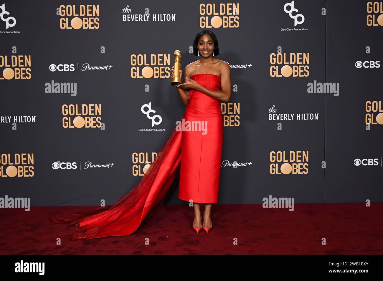 Beverly Hills, United States. 07th Jan, 2024. Ayo Edebiri wins the