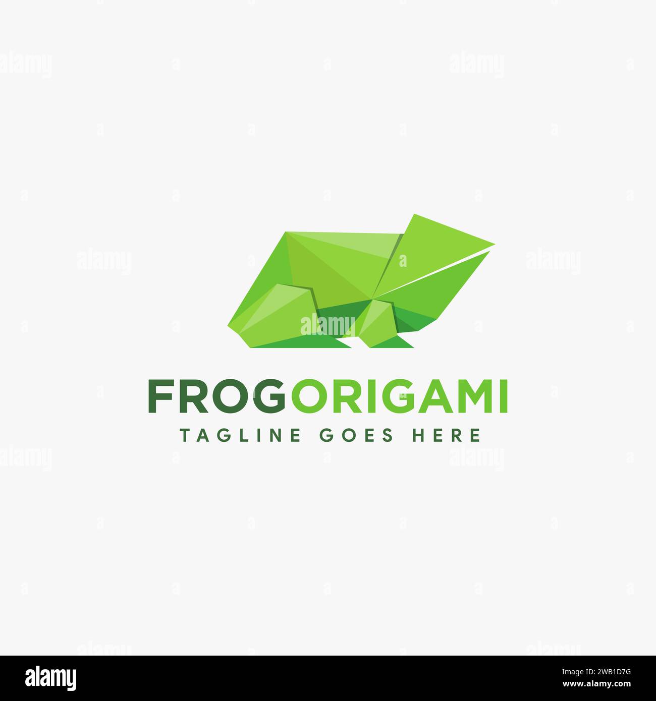 Frog origami logo icon with polygonal logo style Stock Vector