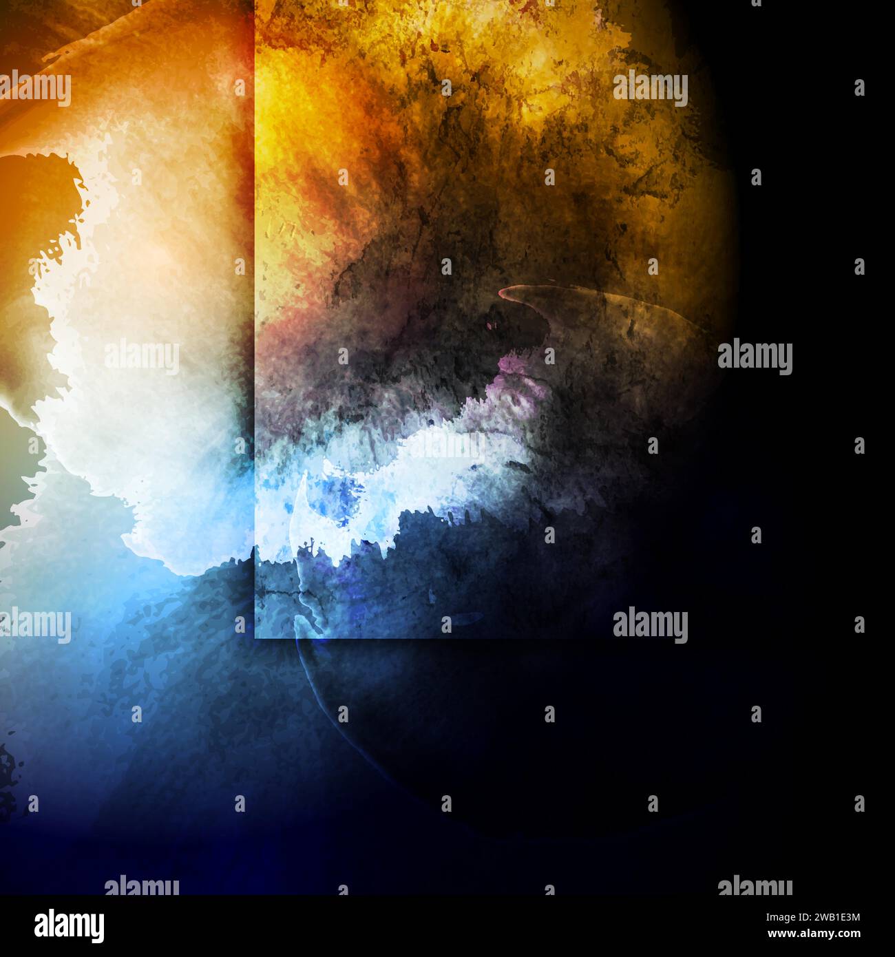 Dark blue and orange grunge abstract background. Vector design Stock Vector